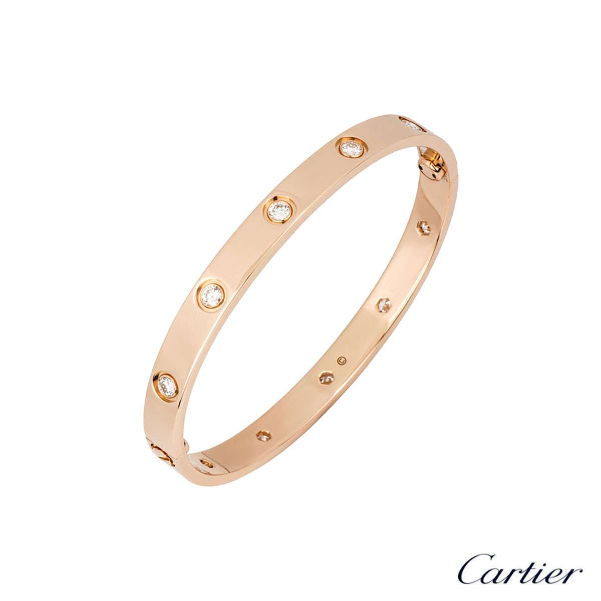 Cartier Rose Gold Full Diamond Love Bracelet Size 16 B6040616 | Rich ...